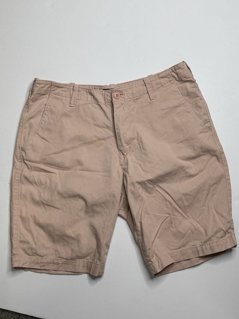 Express Men’s Chino Shorts 32 Salmon Pink 100% Cotton Flat Front Preppy READ